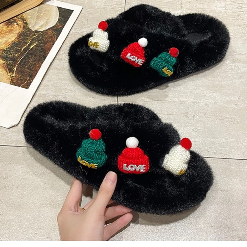 Christmas decorative women's slippers, winter warm slippers